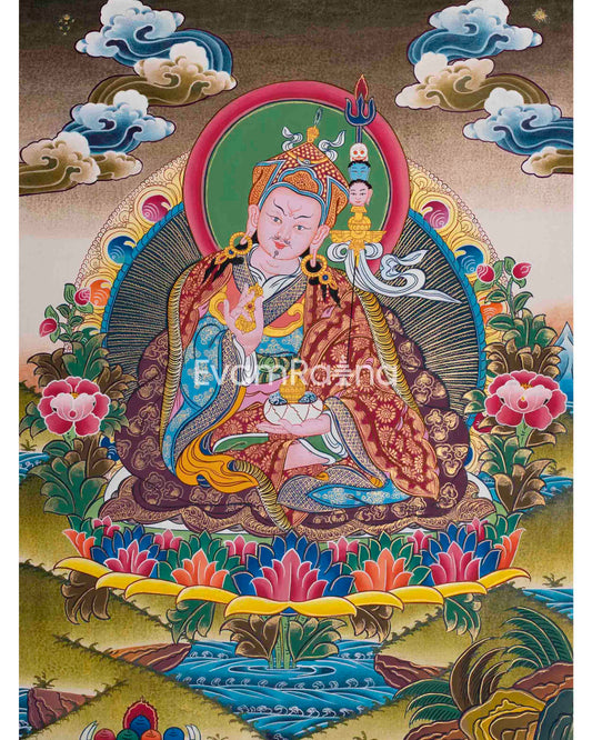 Beautifully Hand-Painted Guru Rinpoche Thangka