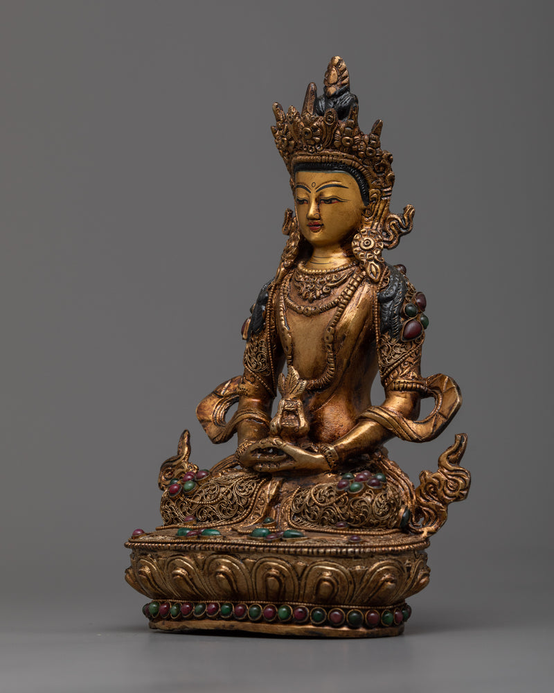 Tibetan Amitayus Buddha Figurine | Spiritual Decor for Inner Peace