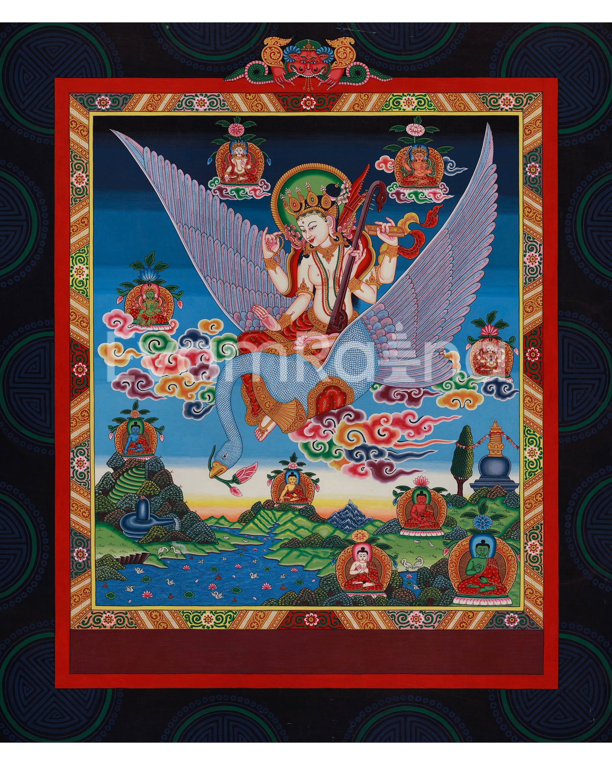 Newari Goddess Saraswati Seated on Swan