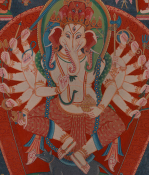 Four-Headed Dvija Ganapati | Canvas Print of Hindu Elephant God