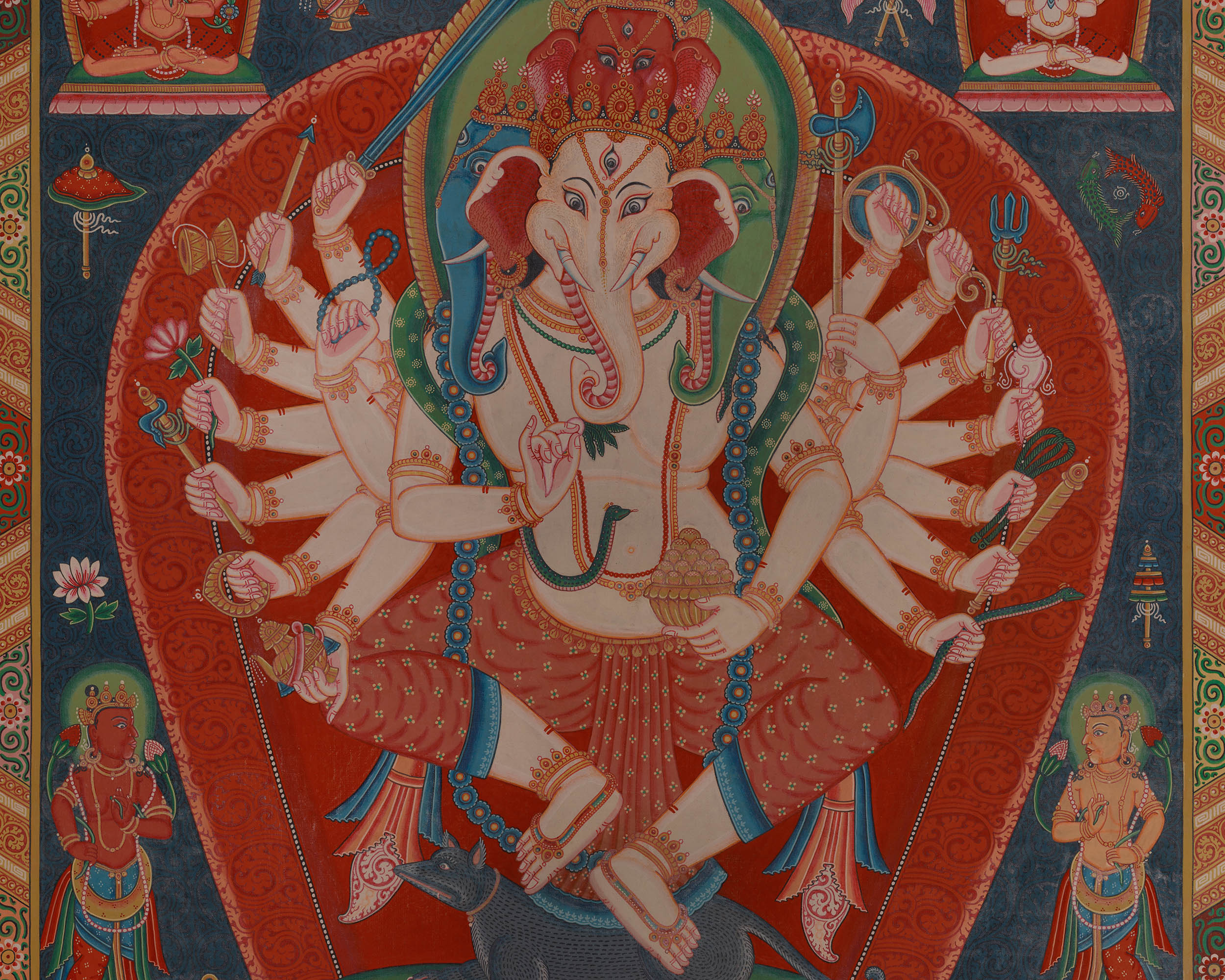 Four-Headed Dvija Ganapati | Canvas Print of Hindu Elephant God
