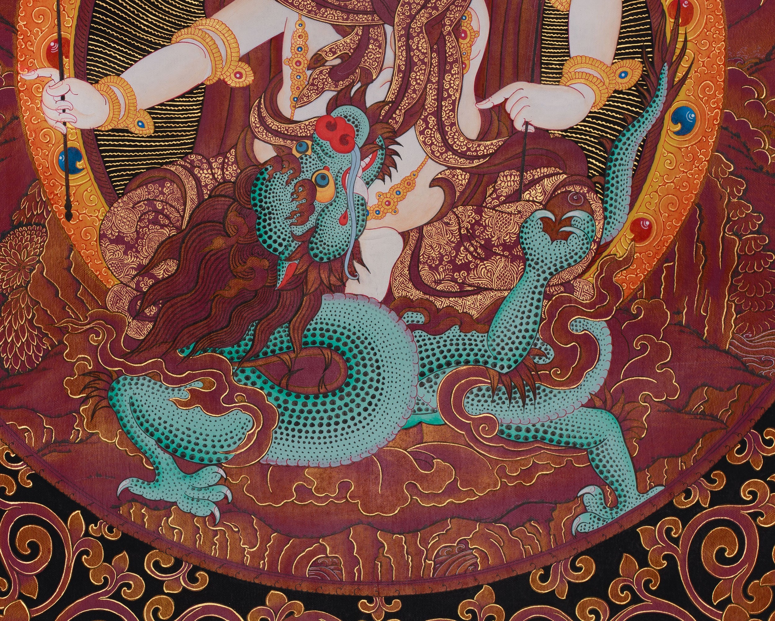 White Dzambhala Thangka | Deity of Wealth, Protection, and Spiritual Abundance