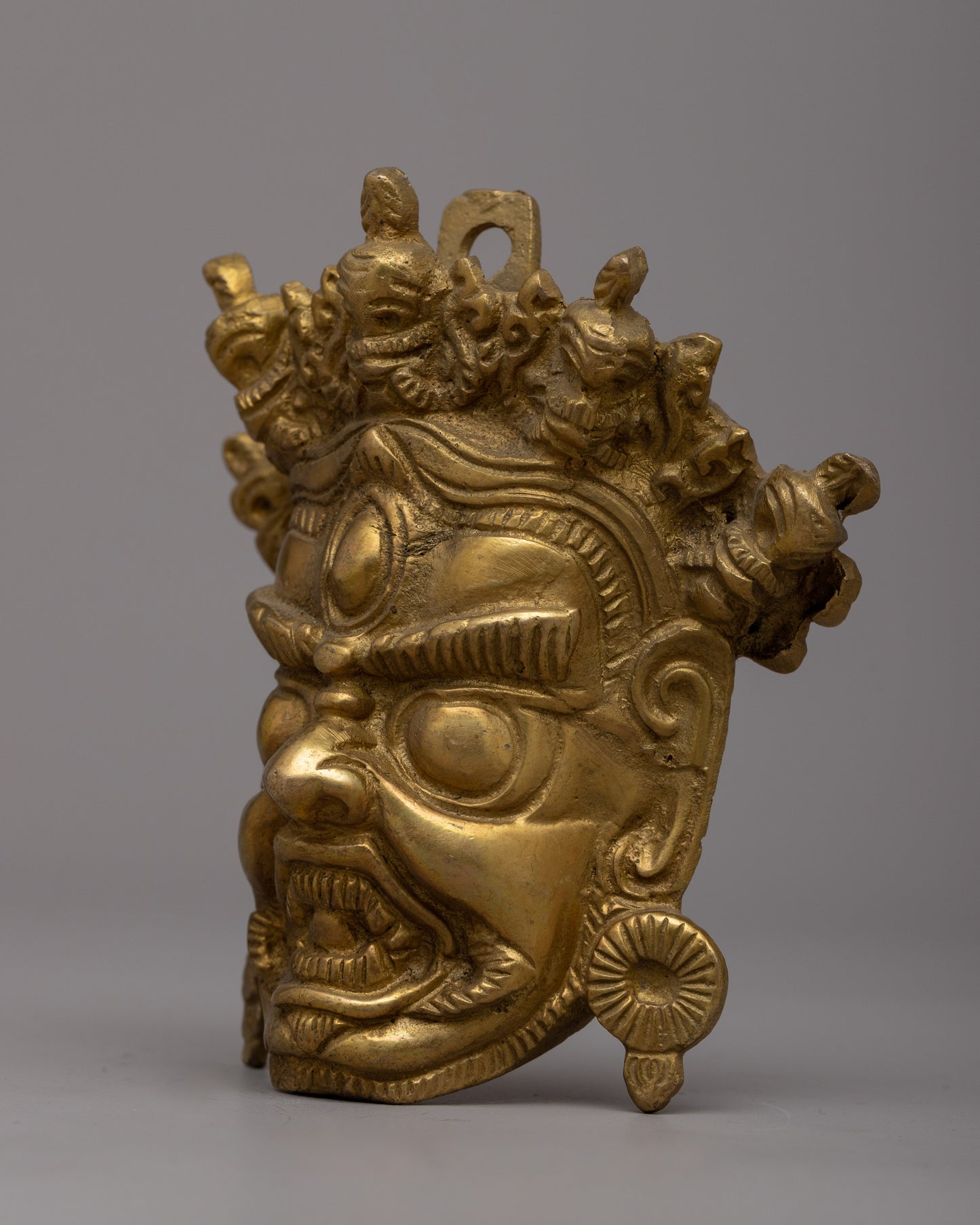 Brass Mahakala Head | Symbol of Wrathful Energy and Fearlessness