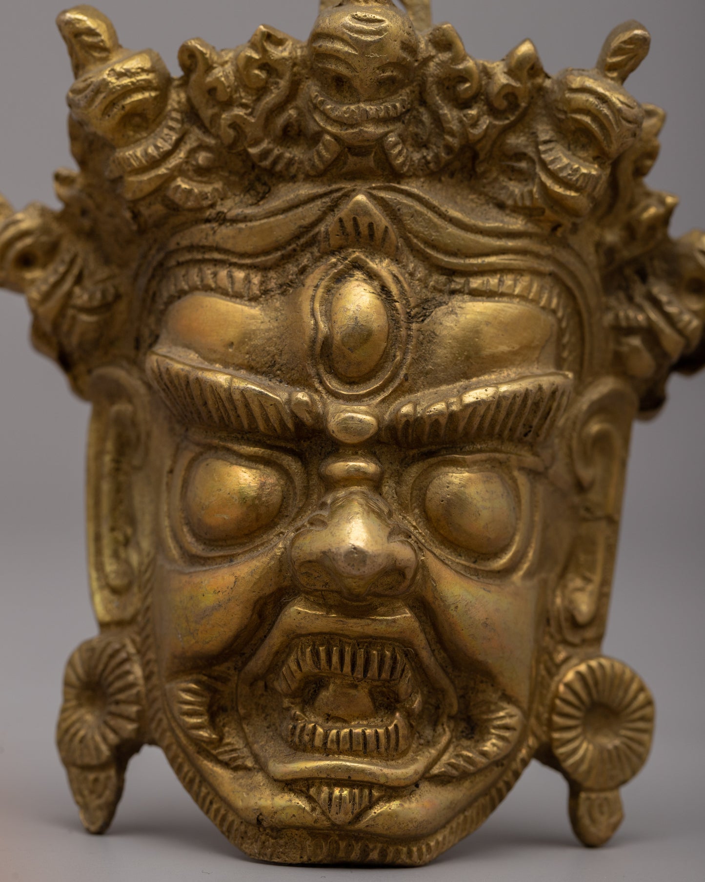 Brass Mahakala Head | Symbol of Wrathful Energy and Fearlessness