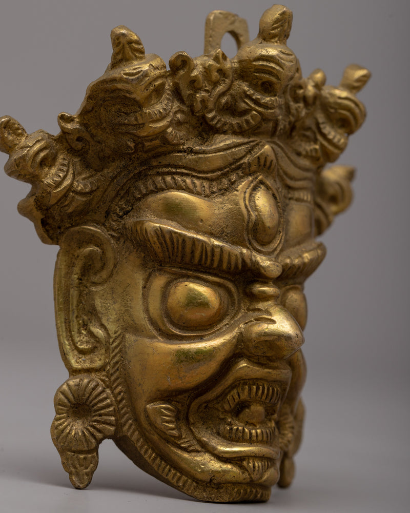 Brass Mahakala Head | Symbol of Wrathful Energy and Fearlessness