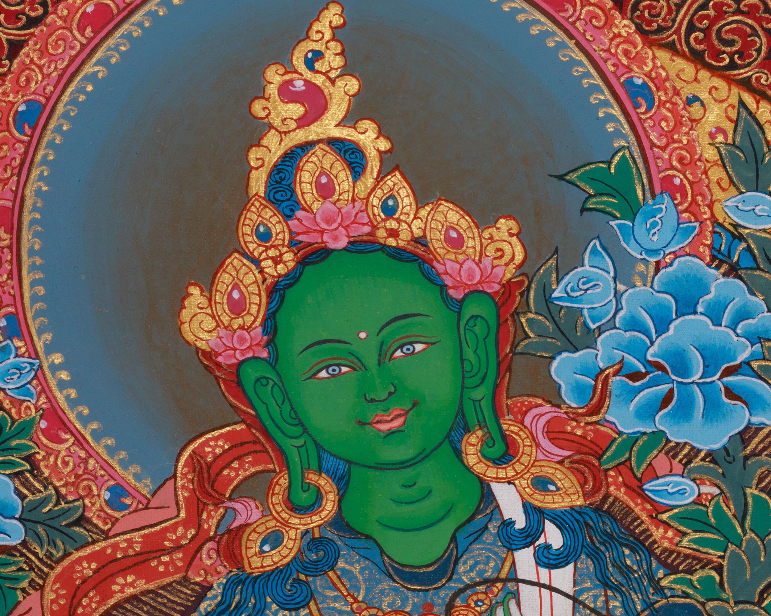 Divine 21 Taras Thangka Print | Buddhist Art of the 21 Manifestations of Tara