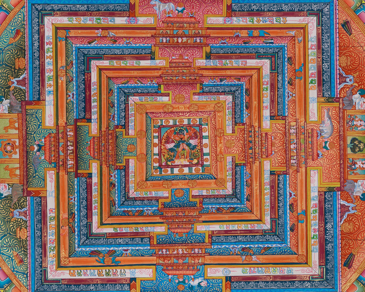Sacred Chakrasamvara Mandala Canvas Print | Tibetan Art for Vajrayana Practice