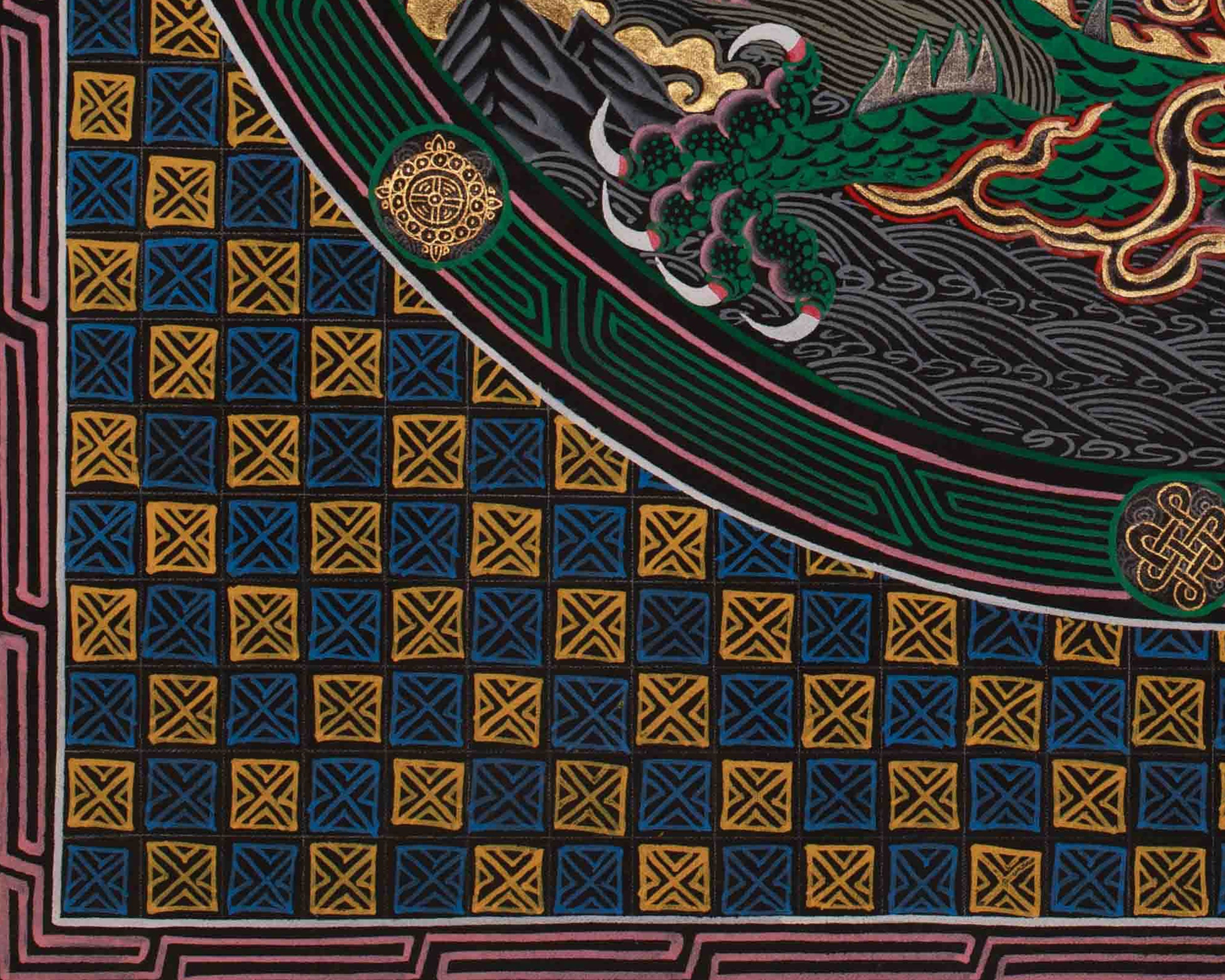 Traditional Dragon Mandala | Himalayan Art Of Spiritual Peace And Harmony | Meditation Altar
