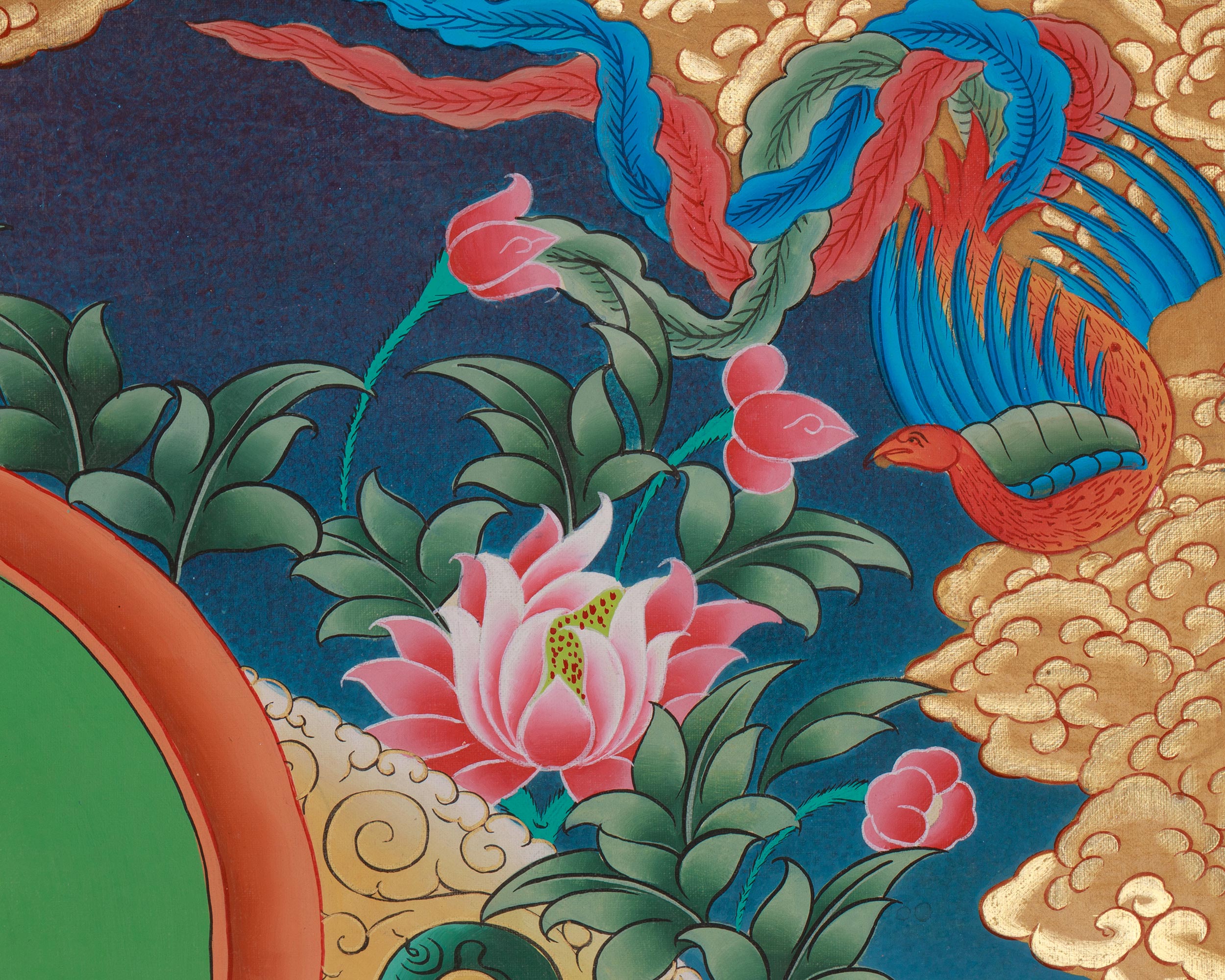Traditional Thangka of Namtoshe | Deity of Wealth And Prosperity In Tibetan Buddhism