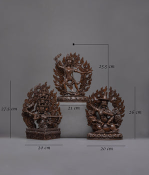 Three Dharmapalas Set | Handcrafted Guardians of Dharma