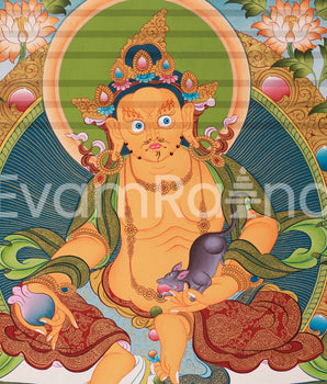 Original Hand-Painted Wealth Deity Dzambhala | Kuber Thangka