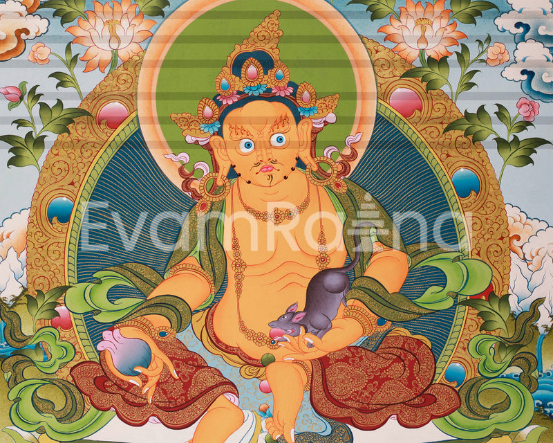 Original Hand-Painted Wealth Deity Dzambhala | Kuber Thangka