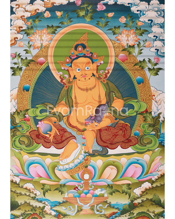 Original Hand-Painted Wealth Deity Dzambhala | Kuber Thangka