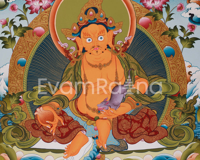 Original Hand-Painted Wealth Deity Dzambhala | Kuber Thangka