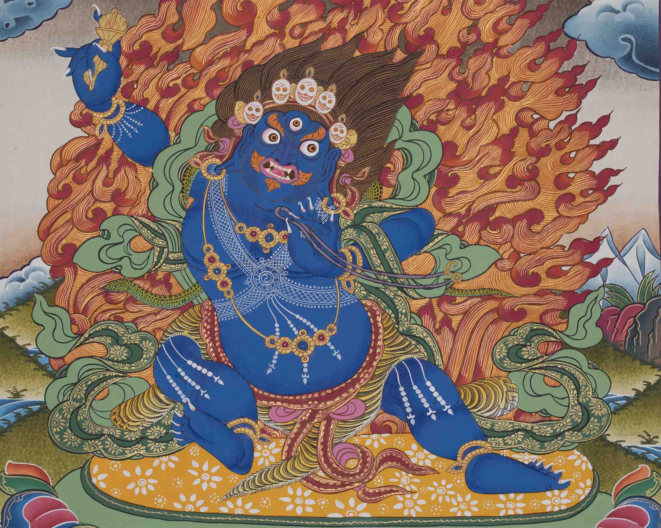 Original Hand-Painted Vajrapani Thangka | Tibetan Wall Hanging