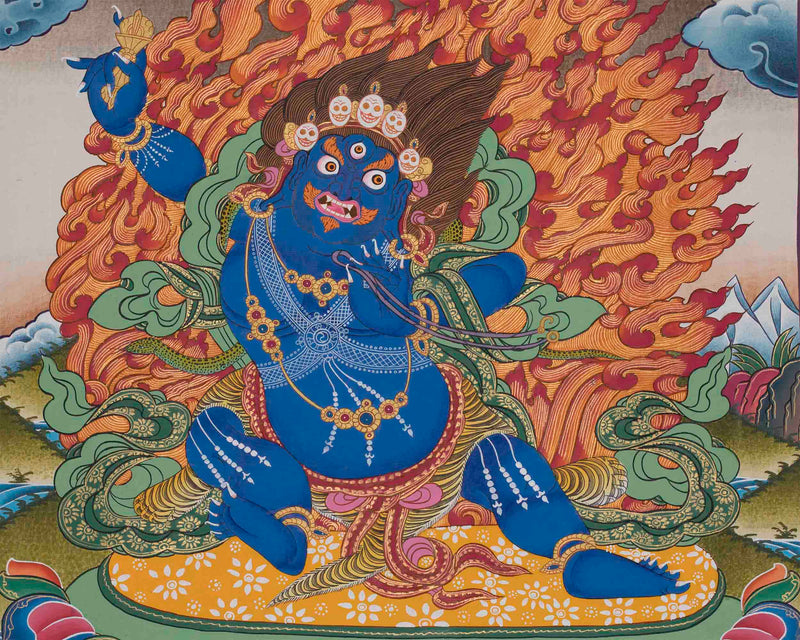 Original Hand-Painted Vajrapani Thangka | Tibetan Wall Hanging