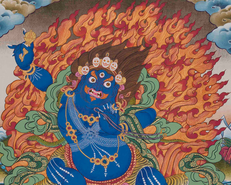 Original Hand-Painted Vajrapani Thangka | Tibetan Wall Hanging