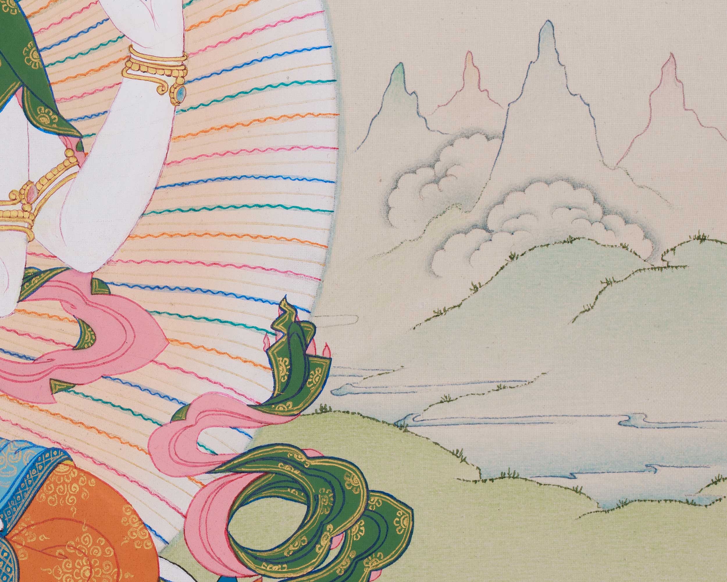 Traditional Handmade Chenrezig Thangka | Bodhisattva of Compassion and Healing