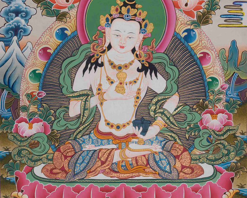 Vajrasattva Shakti Thangka |  Hand-Painted Himalayan Art