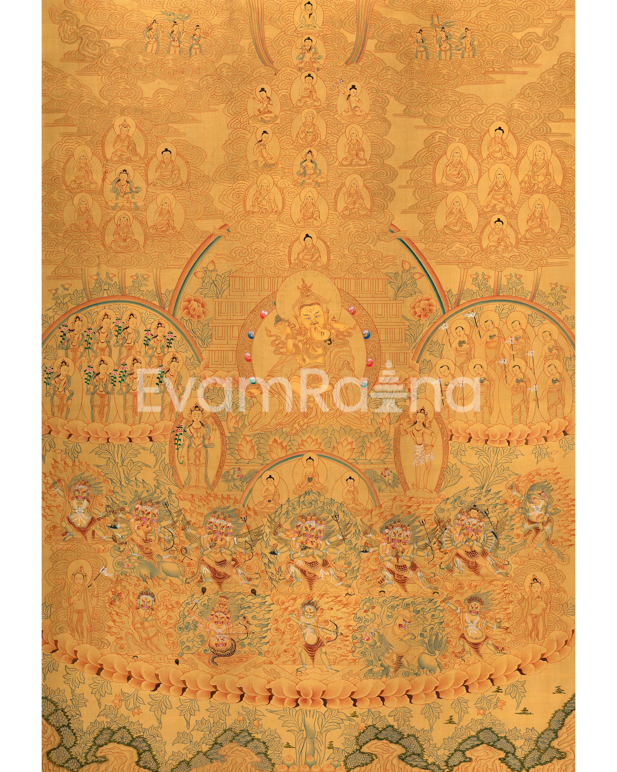 Guru Padmasambhava Lineage Tree Thangka