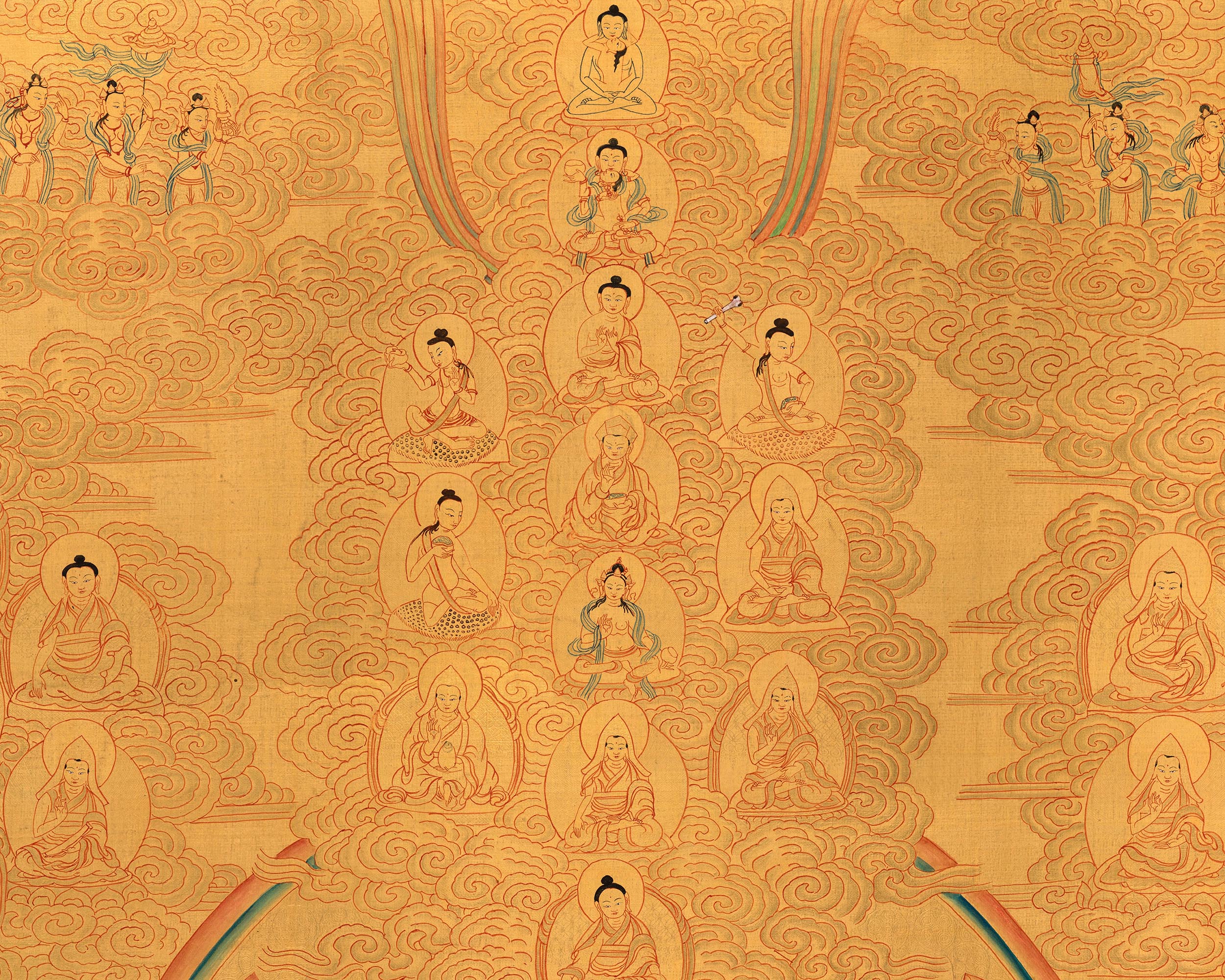 Guru Padmasambhava Lineage Tree Thangka | Hand-painted Buddhist Art | Fine Art For Wall Decor