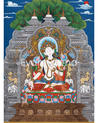 White Tara's Blessings In Thangka 