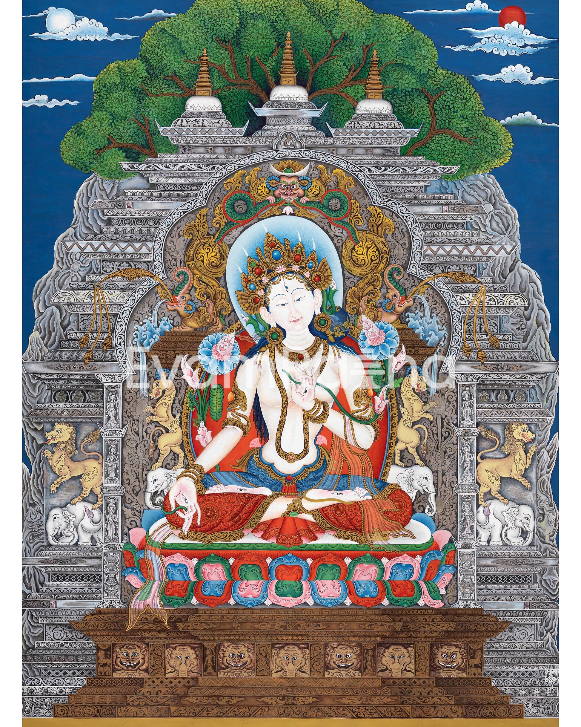 White Tara's Blessings In Thangka 