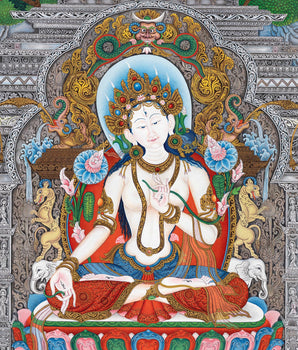 White Tara's Blessings In Thangka | Evoke Healing and Compassion with Divine Art | Your Path to Inner Peace