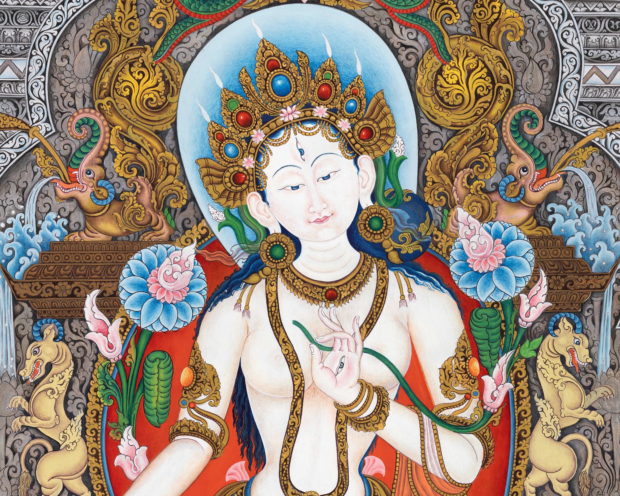 White Tara's Blessings In Thangka | Evoke Healing and Compassion with Divine Art | Your Path to Inner Peace