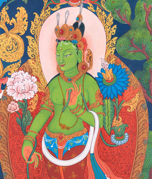 Traditional Arya Tara Thangka Painting | Mother Tara Goddess of Compassion