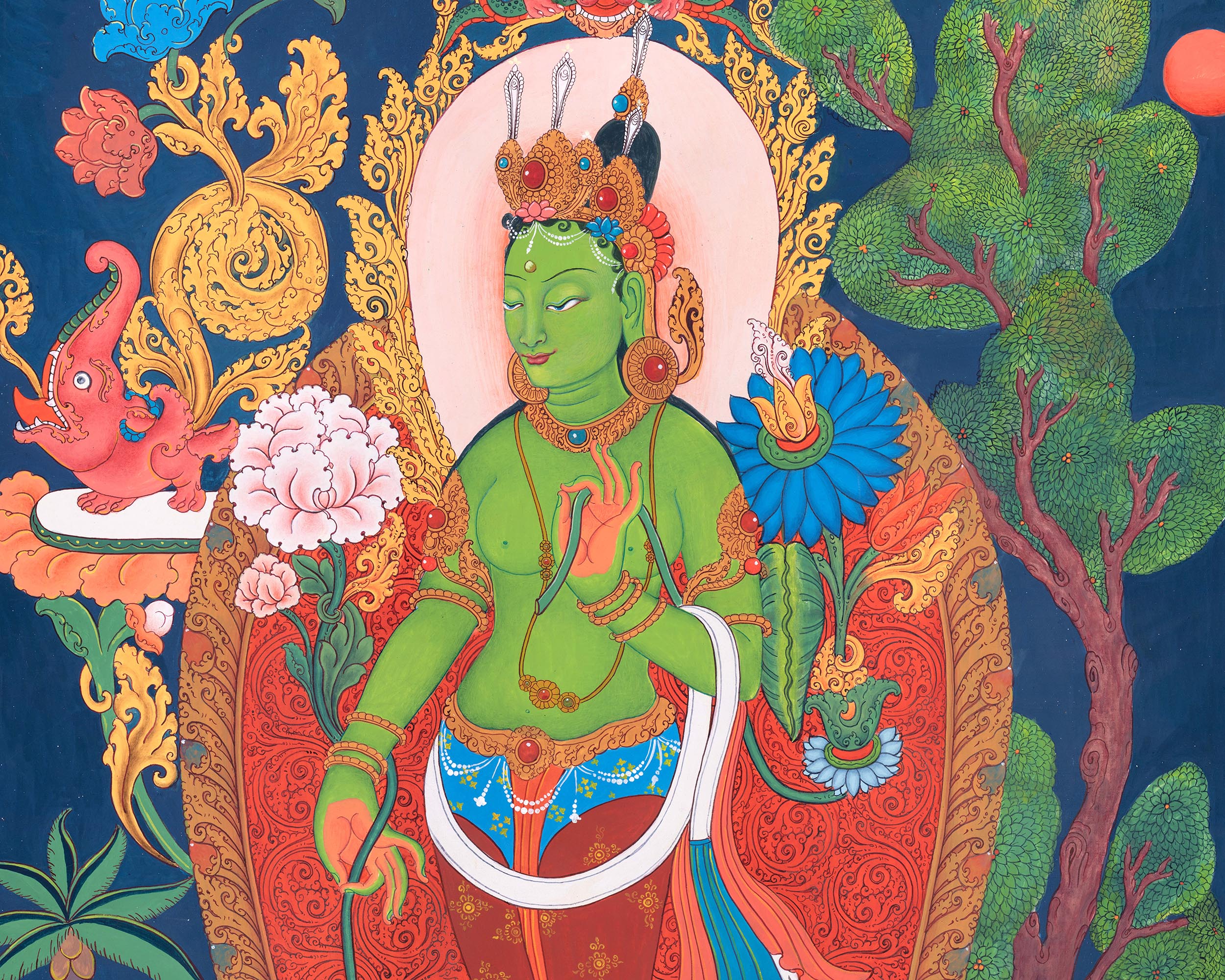 Traditional Arya Tara Thangka Painting | Mother Tara Goddess of Compassion