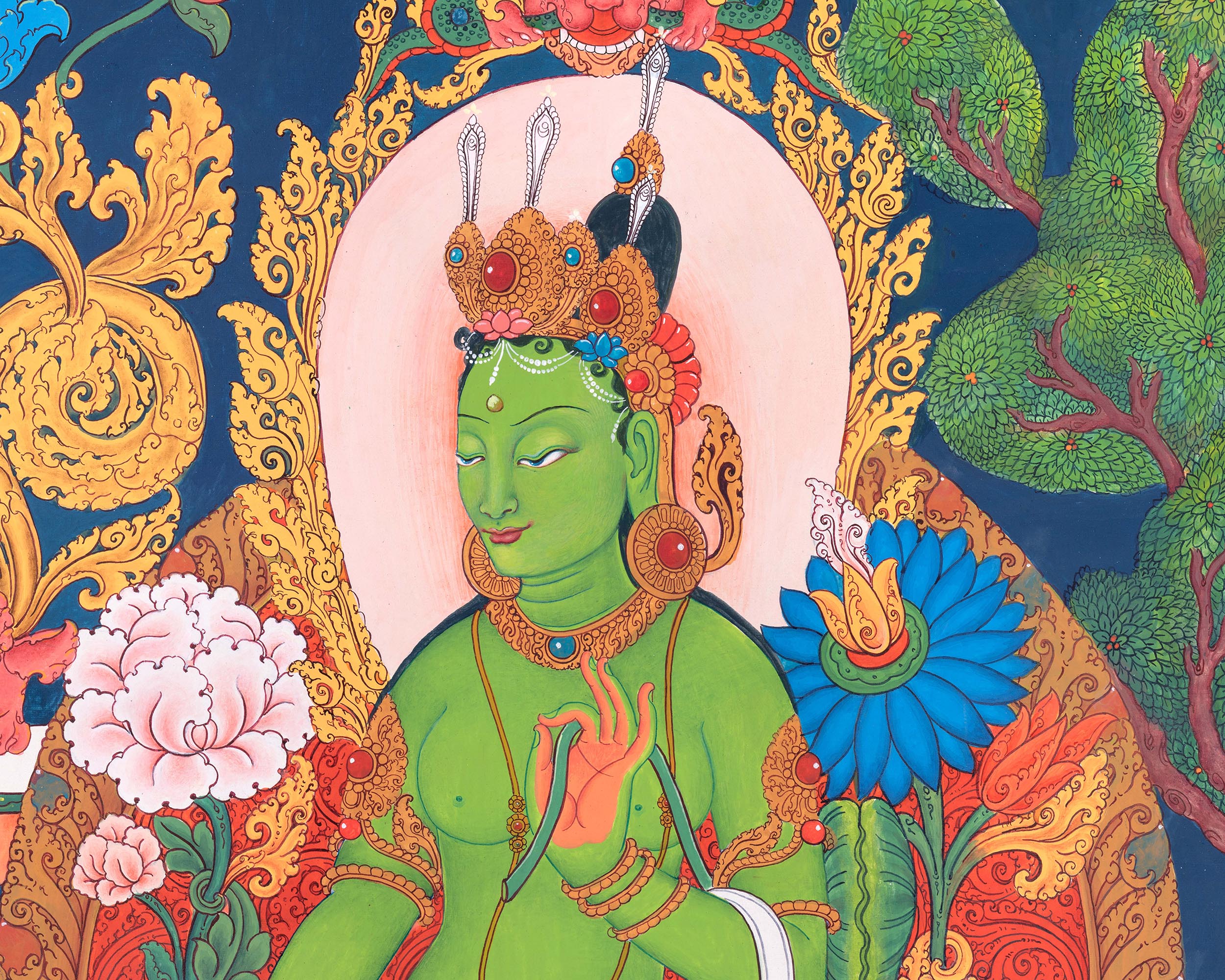 Traditional Arya Tara Thangka Painting | Mother Tara Goddess of Compassion