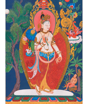 Handpainted Goddess White Tara Thangka 