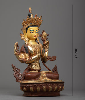 4 armed Chenrezig Statue | Elevate Your Shrine with our Gold Gilded Statue
