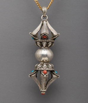 Sterling Silver Vajra Pendant | Vajra Prayer Pendant