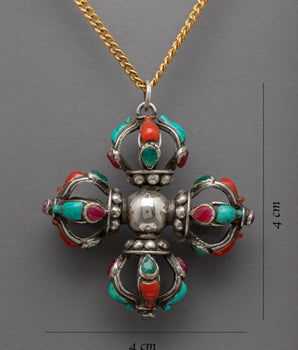 Sterling Silver Double Dorje Pendant | Silver Dorje For Jewelry