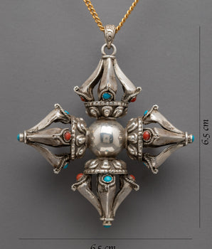 Tibetan Double Vajra Locket | Buddhist Dorje Prayer Pendant