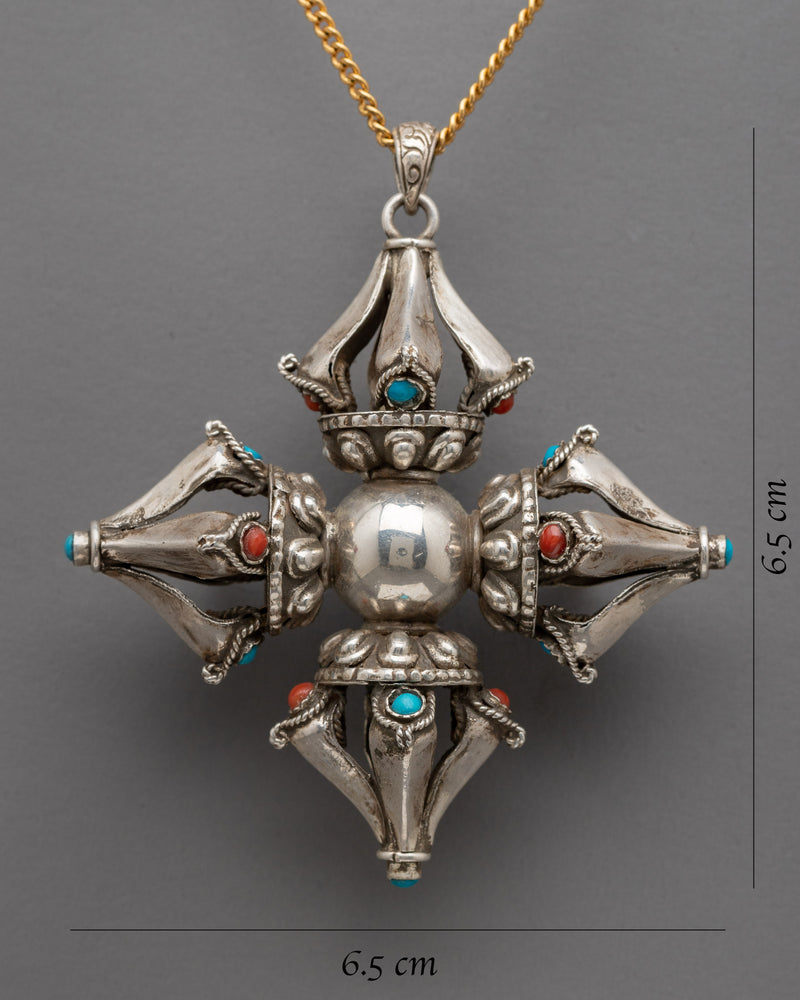 Tibetan Double Vajra Locket | Buddhist Dorje Prayer Pendant