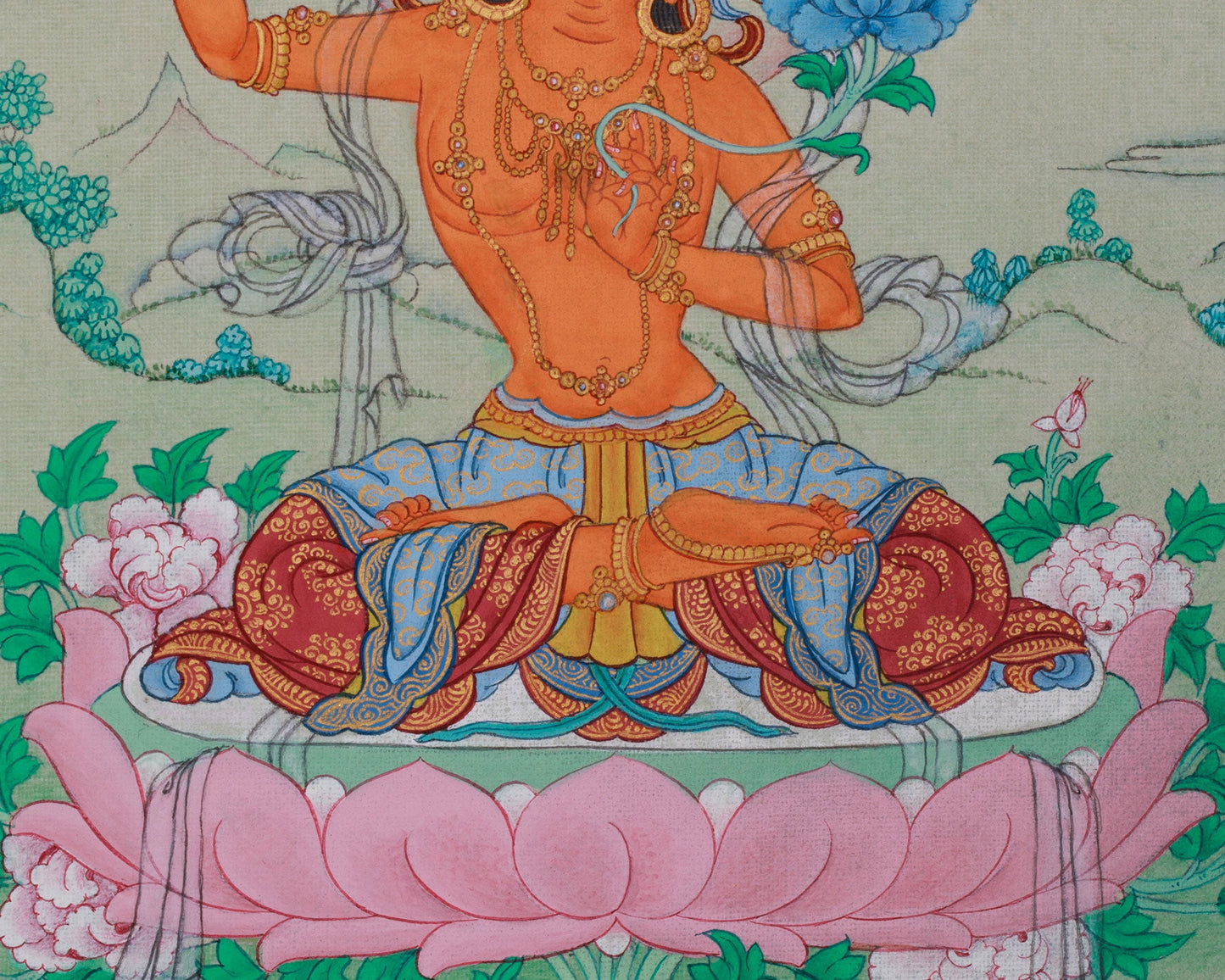 Enlightened Manjughosa, Bodhisattva Thangka | Small Canvas Art