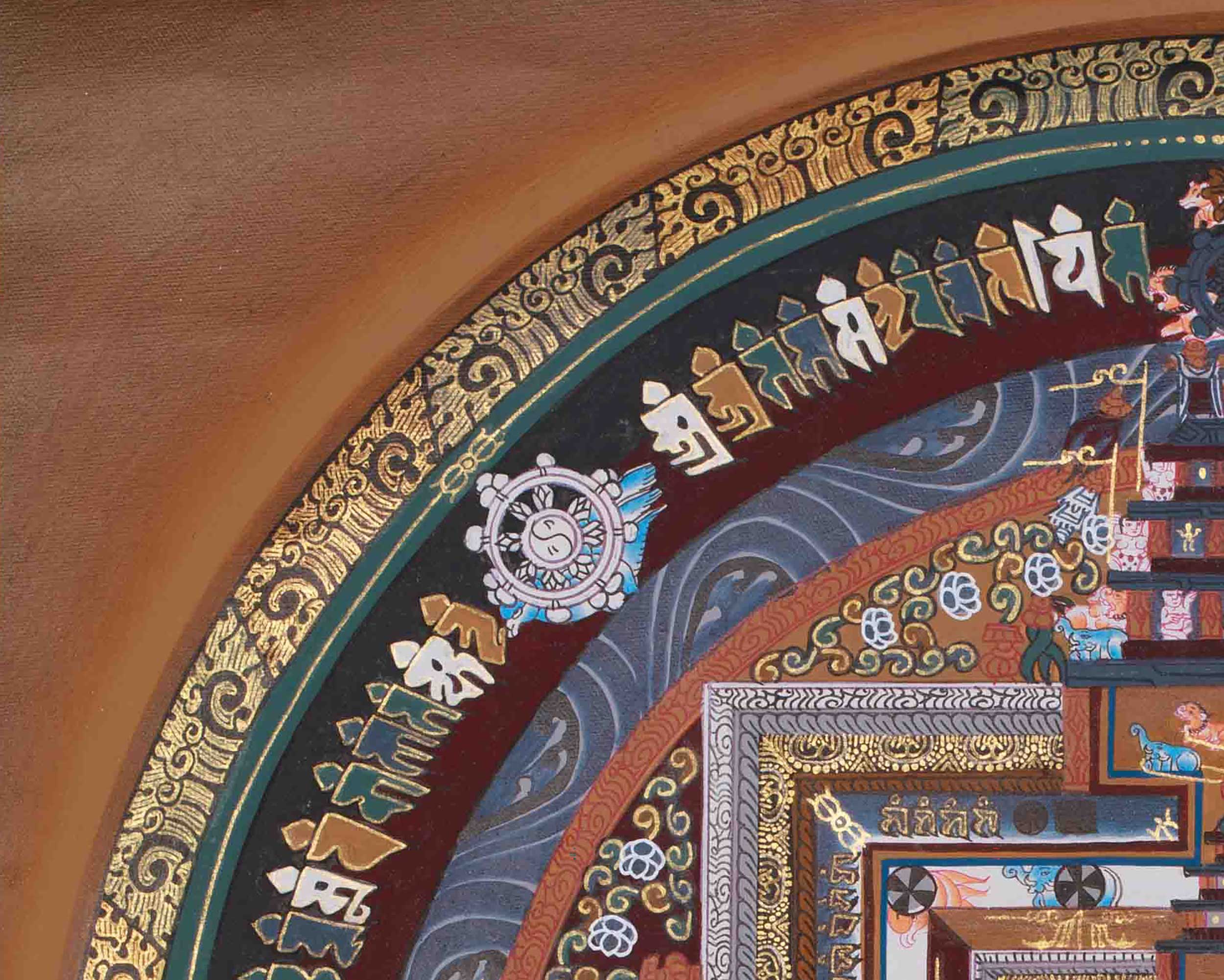 Traditional Thangka Of Kalachakra Mandala | Symbol Of Wisdom, Harmony, and Enlightenment | Meditation & Spiritual Altar