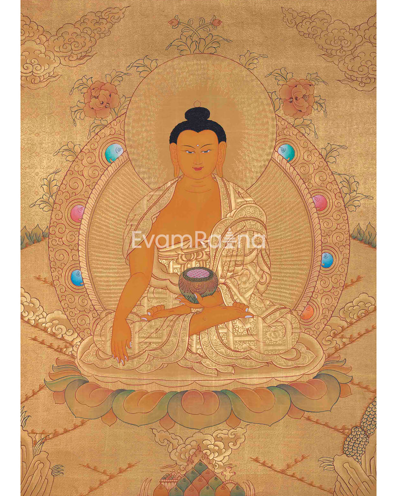 Original Hand-Painted 24K Gold Shakyamuni Buddha