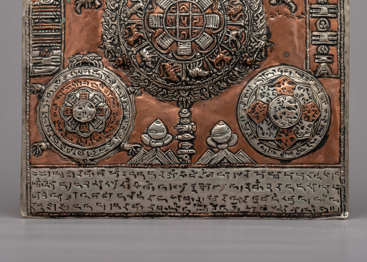 Wheel Of Life With Others Metal Thanka | Spiritual and Decorative Art
