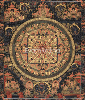 Buddha Shakyamuni Mandala Thangka | Tibetan Buddhist Mandala Art Featuring Historical Buddha