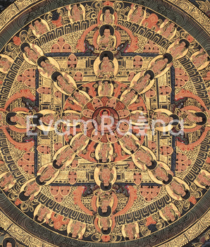 Buddha Shakyamuni Mandala Thangka | Tibetan Buddhist Mandala Art Featuring Historical Buddha