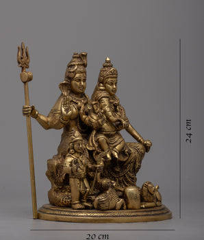Brass Shiva Family Statue | Embrace the Essence of Creation