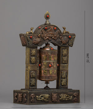 Handcrafted Prayer Wheel with Auspicious Symbols | Infuse Your Space with Devotion