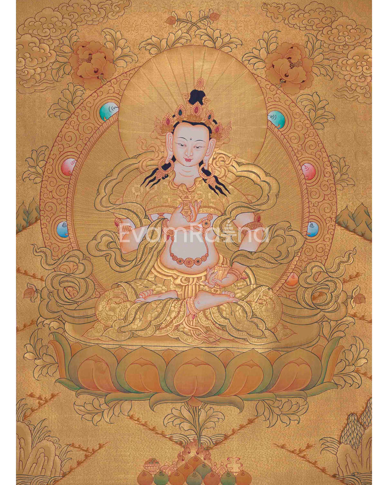 24K Gold Vajrasattva Thangka | Dorje Sempa | Tibetan Buddhism