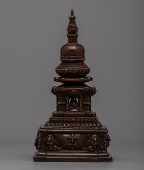 Oxidized Copper Stupa for Home Altar 