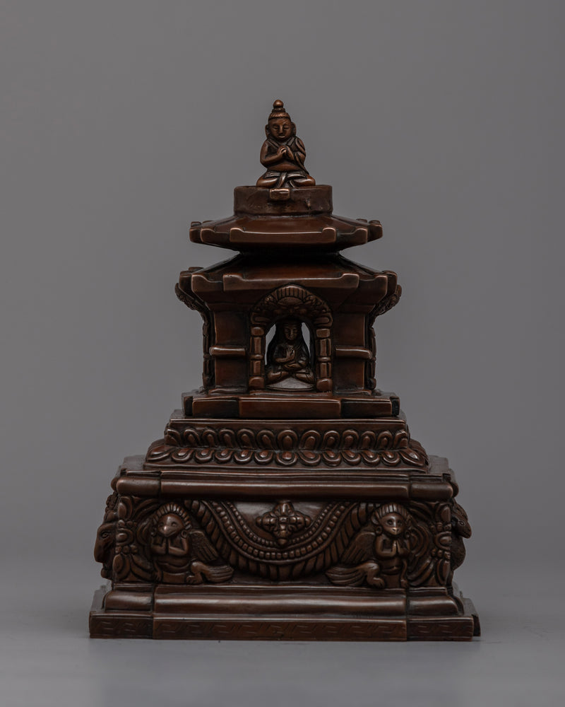 Oxidized Copper Stupa for Home Altar | Create a Sacred Meditation Corner