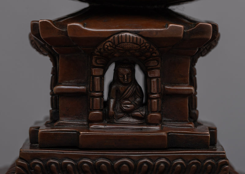 Oxidized Copper Stupa for Home Altar | Create a Sacred Meditation Corner